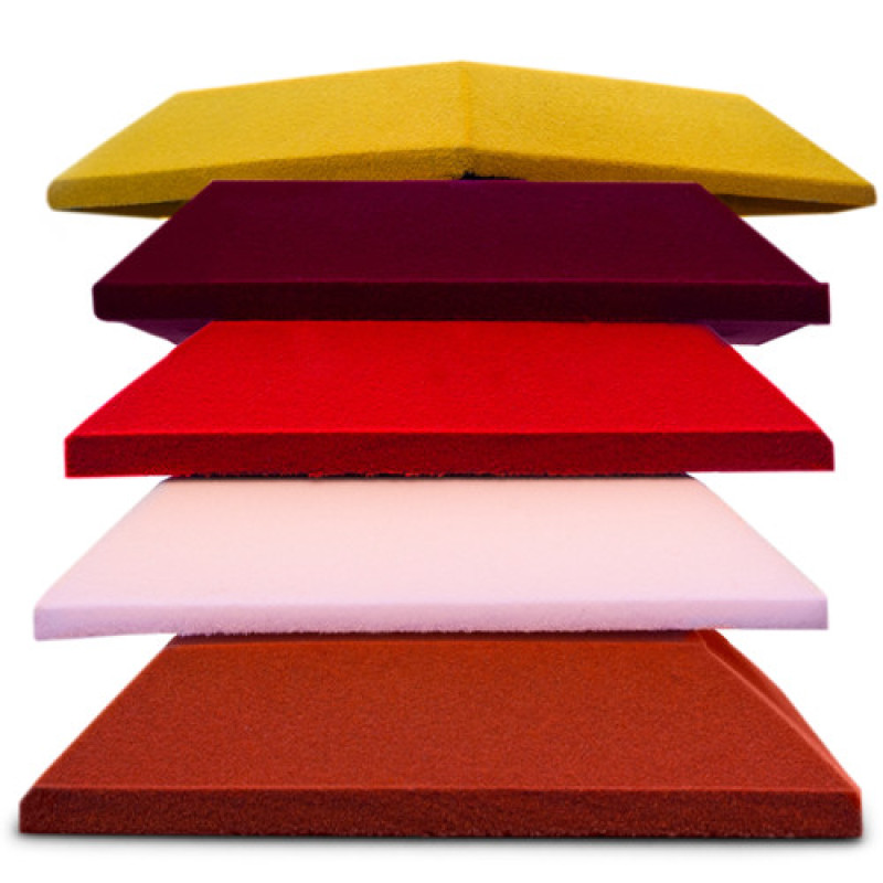 Aksamitna panel akustyczny Ecosound Velvet Red 25x25cm 50mm. Kolor czerwony