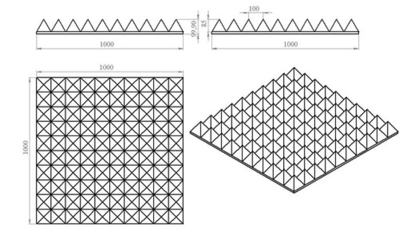Акустическая панель Пирамида XL 100мм 1х1м