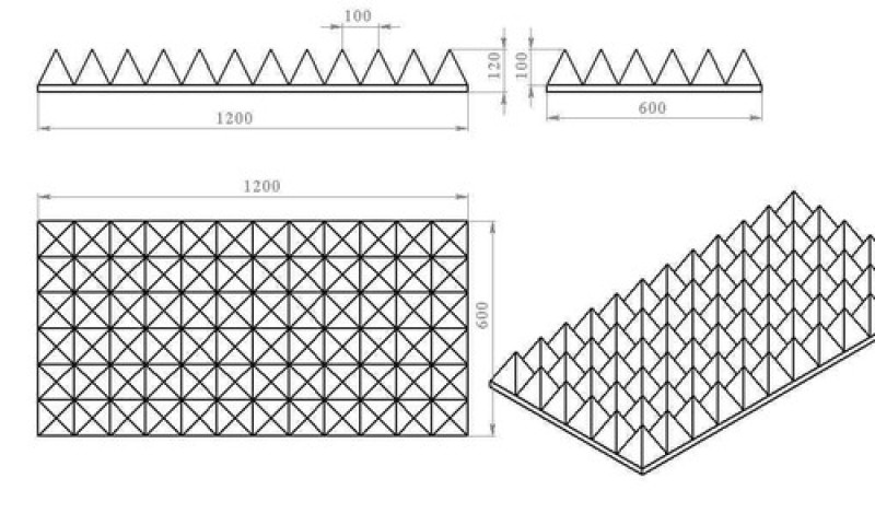 Акустическая панель Пирамида XL 120мм 1,20х0,6м
