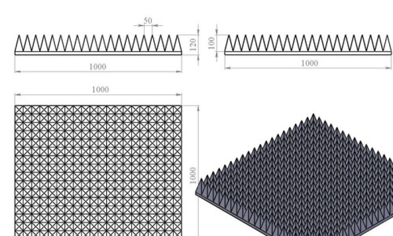 Acoustic foam Ecosound pyramid 120mm 1m x 1m Colour black graphite