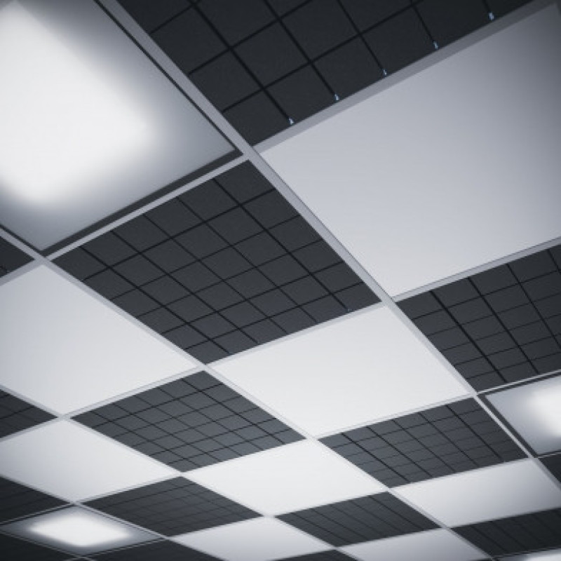 Panel akustyczny do systemów sufitowych Ecosound Tetras Strong 20 mm czarny