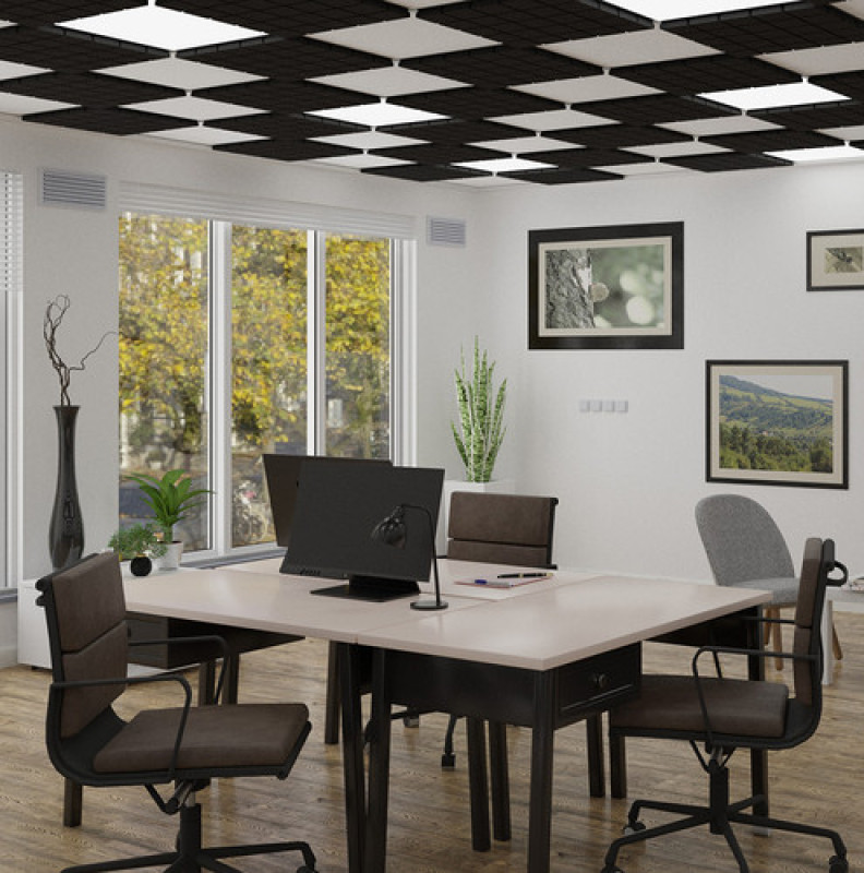 Panel akustyczny do systemów sufitowych Ecosound Tetras Strong 20 mm czarny