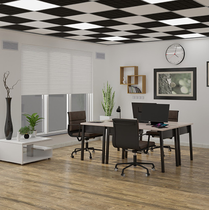 Panel akustyczny do systemów sufitowych Ecosound Tetras Strong 20 mm czarny