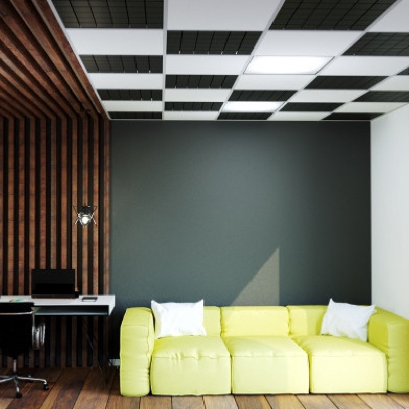 Panel akustyczny do systemów sufitowych Ecosound Tetras Strong 30 mm czarny